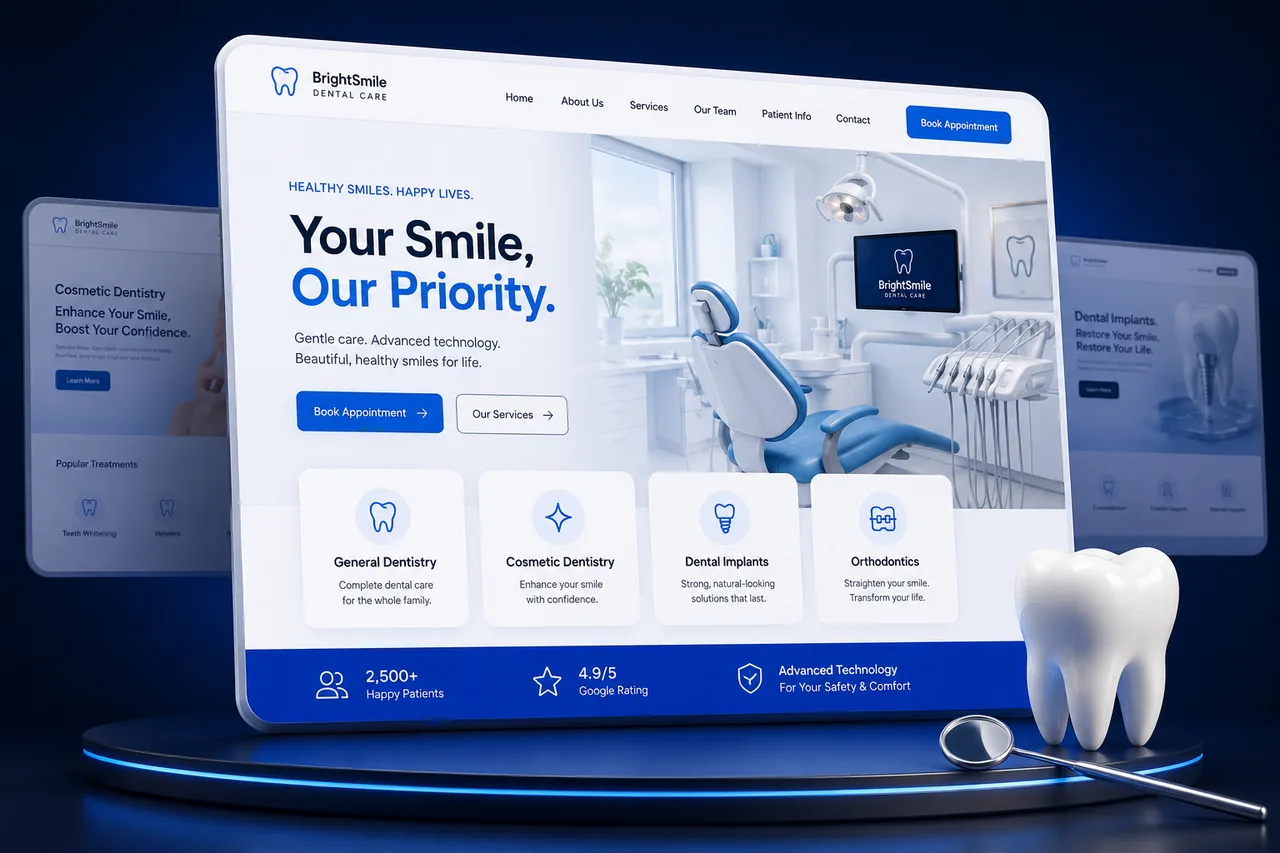 General dental practice website design concept on a tablet, designed by Proximity Ranker