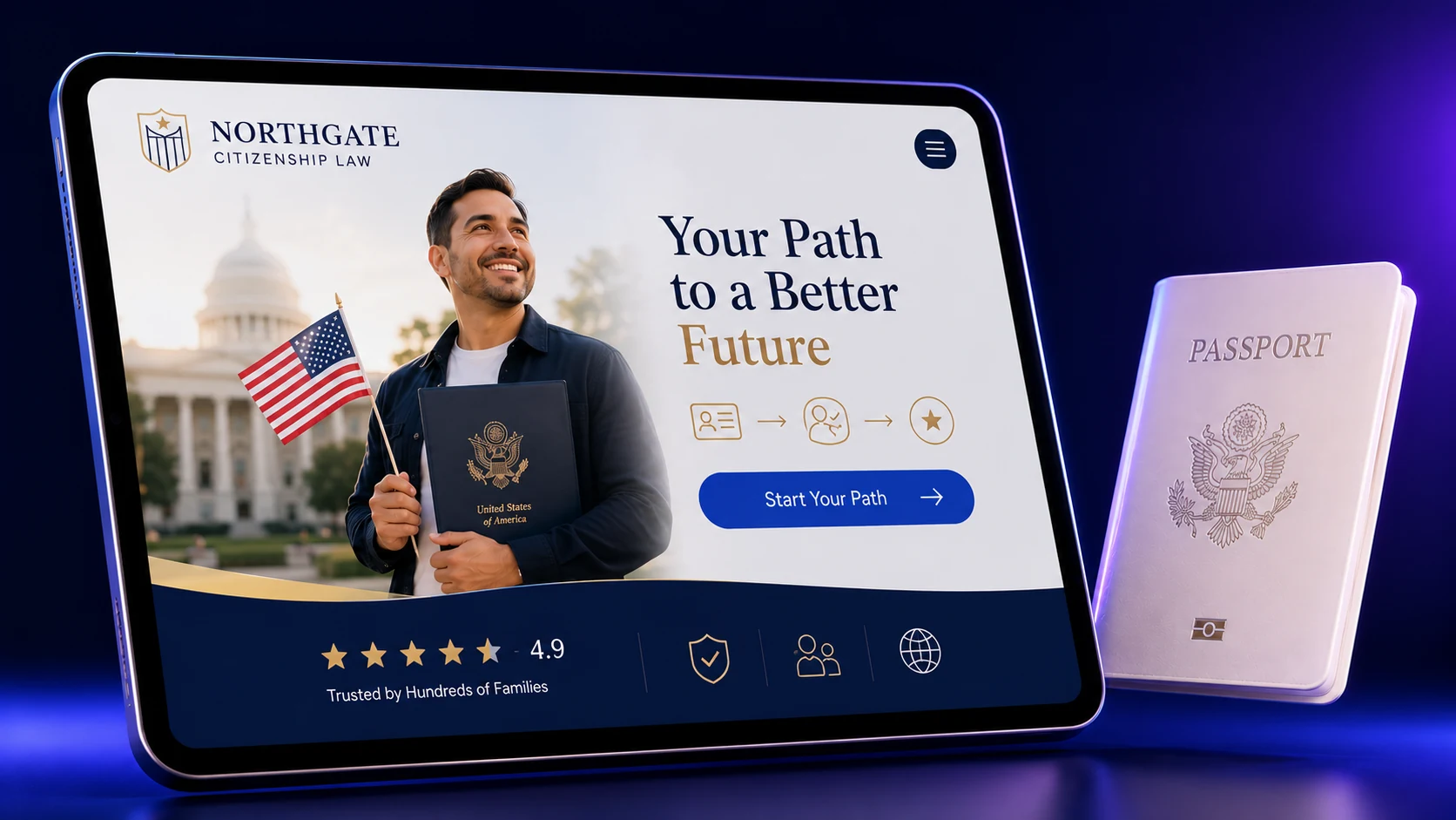 Family and pediatric orthodontic practice website design concept on a tablet, designed by Proximity Ranker