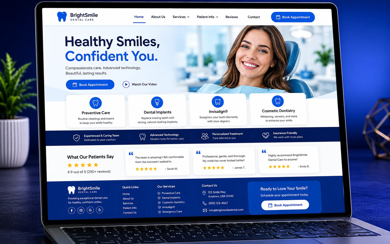 Dental practice website designed by Proximity Ranker