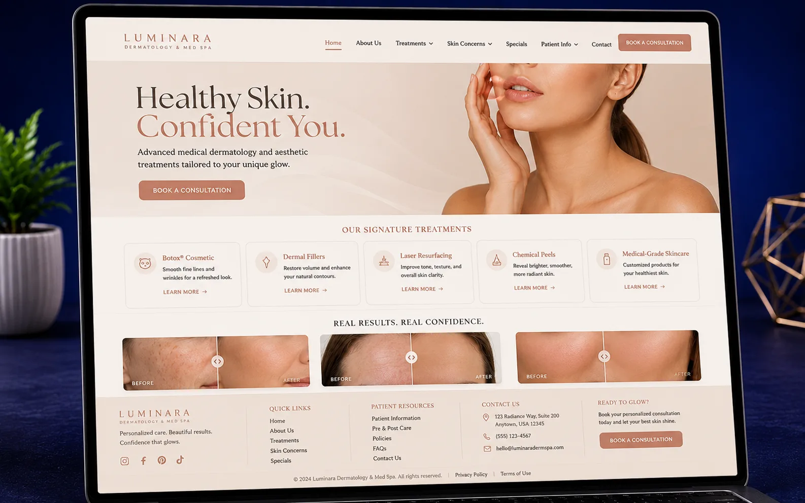 Dermatology and med spa website designed by Proximity Ranker