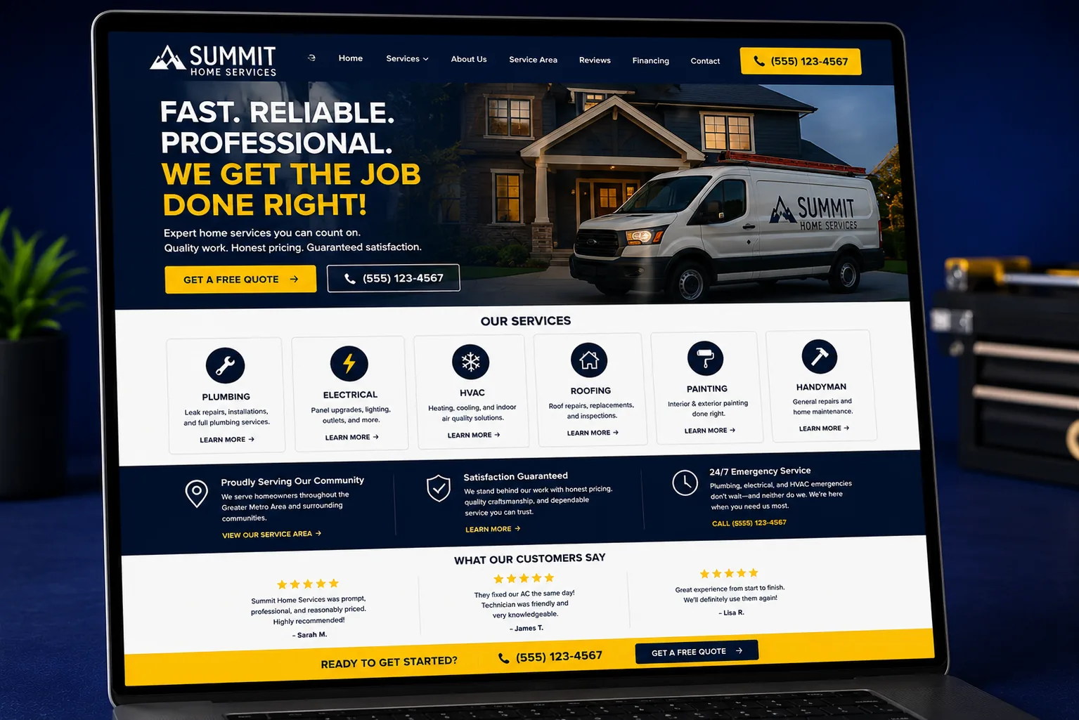 Local home services website designed by Proximity Ranker