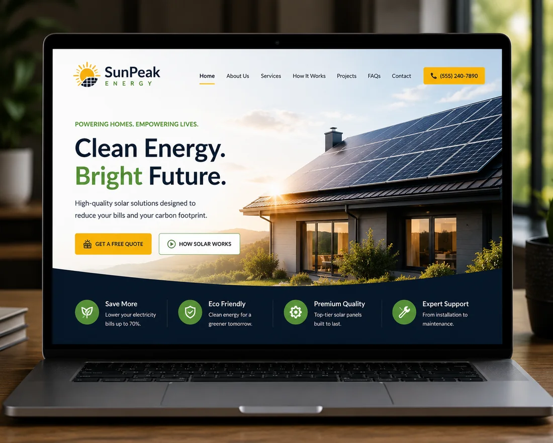 Solar and home services website designed by Proximity Ranker